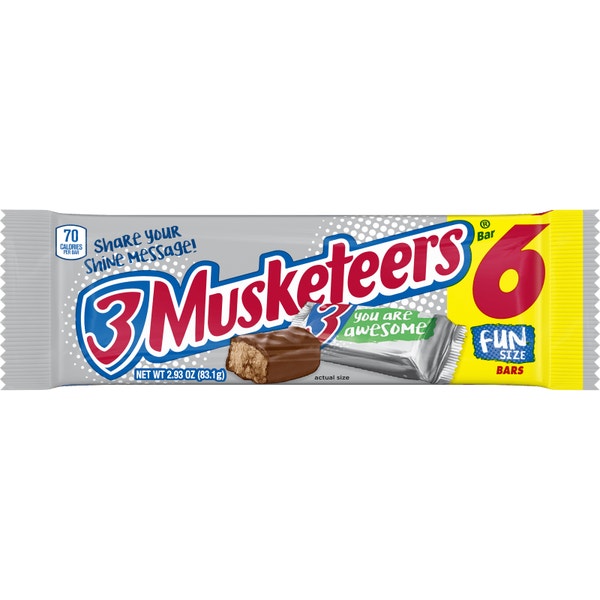 3 MUSKETEERS Fun Size Chocolate Candy Bars, 2.93 oz (Pack of 6)